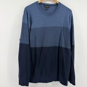 Banana Republic Men XL Luxury Blend Silk Cotton Cashmere Colorblock Sweater Blue